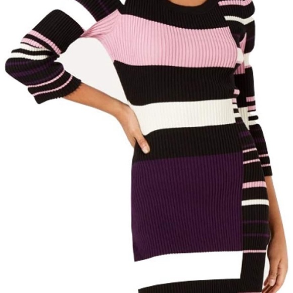 open lace back dress Rag Stripe Sweater Purple Small / Black/Purple